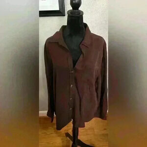 Lola River NYC  Chocolate Brown Button Up Long Sleeve Shirt Women’s Size XL NWT